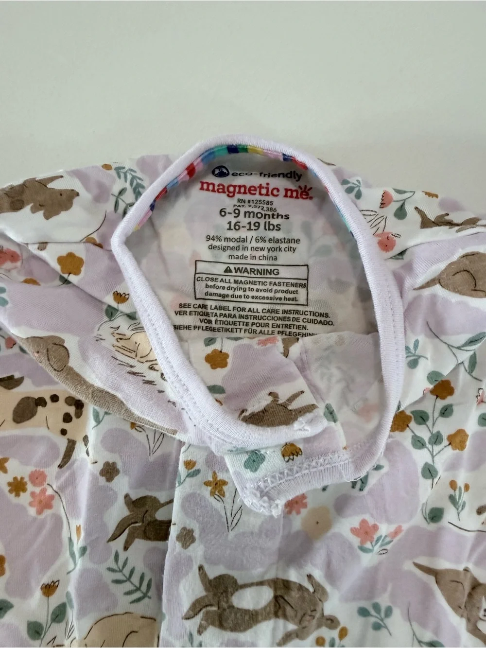 Magnetic Me Lavender Footed Pajamas with Dog & Floral Pattern
